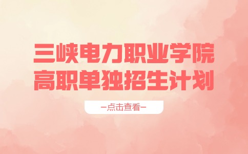 2024年三峽電力職業學院高職單獨招生計劃